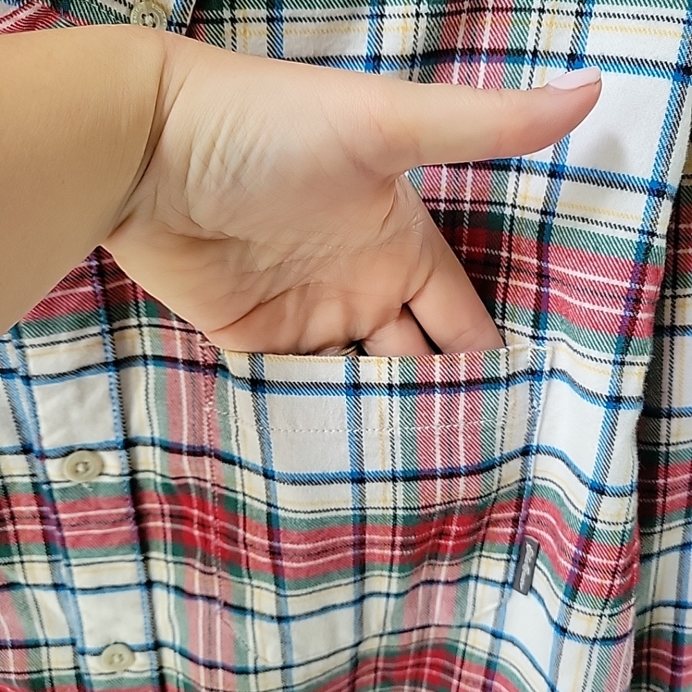 Eddie Bauer Flannel Multi Plaid Button Down Mens Shirt Sz Large Fall Holidays - Picture 3 of 9